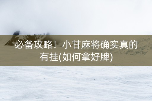 必备攻略！小甘麻将确实真的有挂(如何拿好牌)