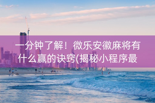 一分钟了解！微乐安徽麻将有什么赢的诀窍(揭秘小程序最新神器下载)