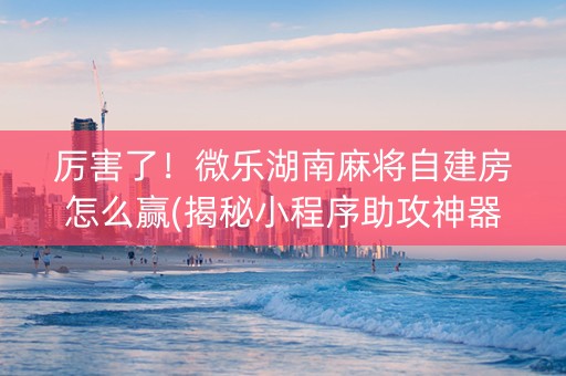 厉害了！微乐湖南麻将自建房怎么赢(揭秘小程序助攻神器)