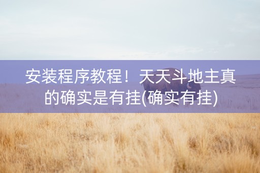 安装程序教程！天天斗地主真的确实是有挂(确实有挂)