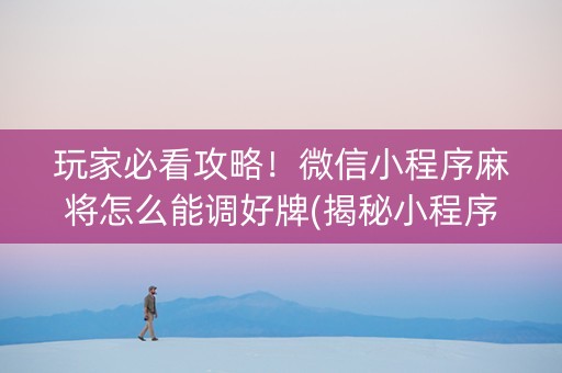 玩家必看攻略！微信小程序麻将怎么能调好牌(揭秘小程序专用神器下载)