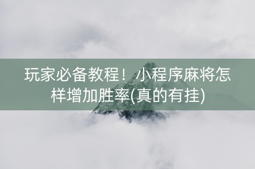 玩家必备教程！小程序麻将怎样增加胜率(真的有挂)