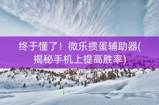 终于懂了！微乐掼蛋辅助器(揭秘手机上提高胜率)