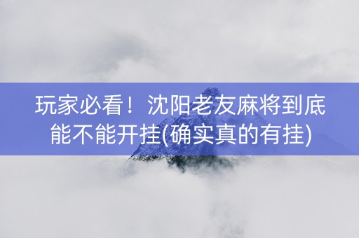 玩家必看！沈阳老友麻将到底能不能开挂(确实真的有挂)