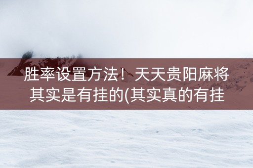 胜率设置方法！天天贵阳麻将其实是有挂的(其实真的有挂)