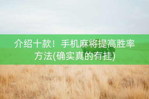介绍十款！手机麻将提高胜率方法(确实真的有挂)