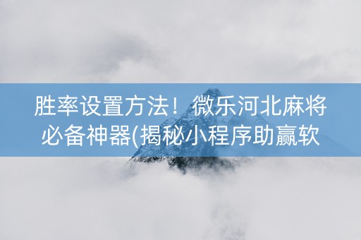 胜率设置方法！微乐河北麻将必备神器(揭秘小程序助赢软件)