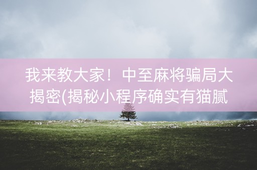 我来教大家！中至麻将骗局大揭密(揭秘小程序确实有猫腻)