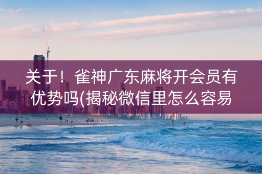 关于！雀神广东麻将开会员有优势吗(揭秘微信里怎么容易赢)