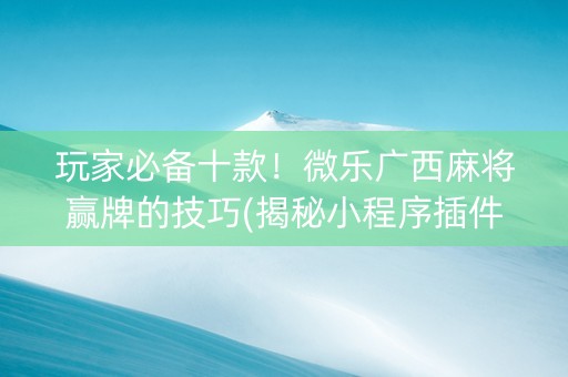 玩家必备十款！微乐广西麻将赢牌的技巧(揭秘小程序插件购买)