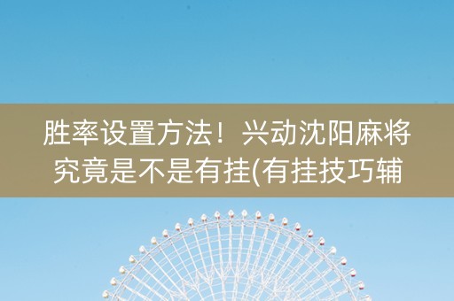 胜率设置方法！兴动沈阳麻将究竟是不是有挂(有挂技巧辅助器)