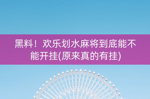 黑料！欢乐划水麻将到底能不能开挂(原来真的有挂)