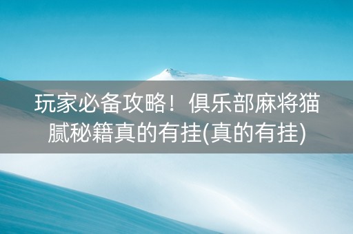 玩家必备攻略！俱乐部麻将猫腻秘籍真的有挂(真的有挂)