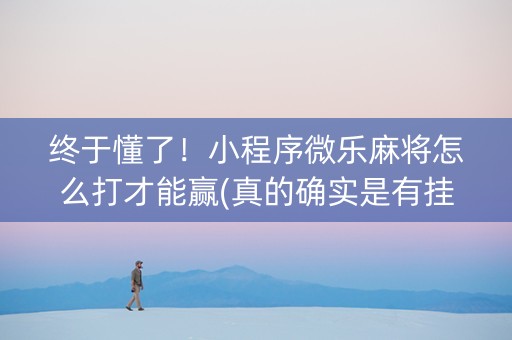终于懂了！小程序微乐麻将怎么打才能赢(真的确实是有挂)