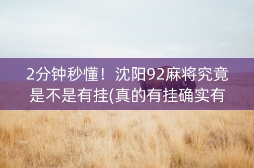 2分钟秒懂！沈阳92麻将究竟是不是有挂(真的有挂确实有挂)