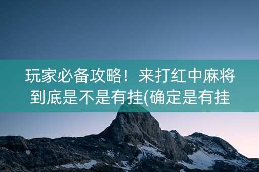 玩家必备攻略！来打红中麻将到底是不是有挂(确定是有挂)