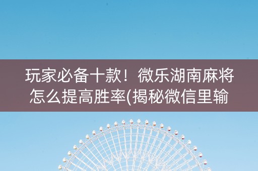 玩家必备十款！微乐湖南麻将怎么提高胜率(揭秘微信里输赢规律)
