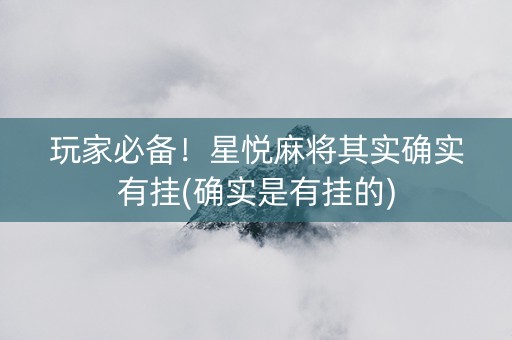 玩家必备！星悦麻将其实确实有挂(确实是有挂的)
