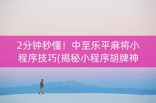 2分钟秒懂！中至乐平麻将小程序技巧(揭秘小程序胡牌神器)