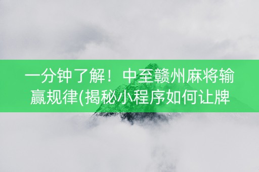一分钟了解！中至赣州麻将输赢规律(揭秘小程序如何让牌变好)