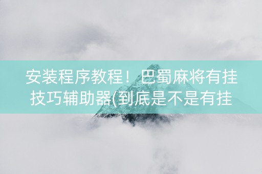 安装程序教程！巴蜀麻将有挂技巧辅助器(到底是不是有挂)