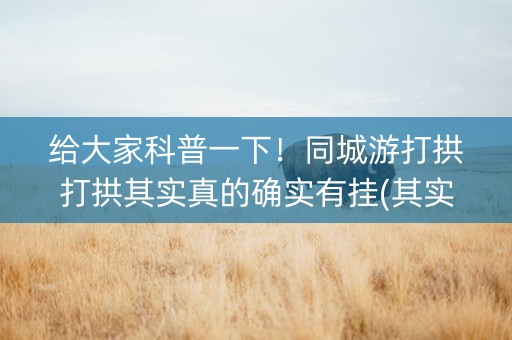 给大家科普一下！同城游打拱打拱其实真的确实有挂(其实确实有挂)
