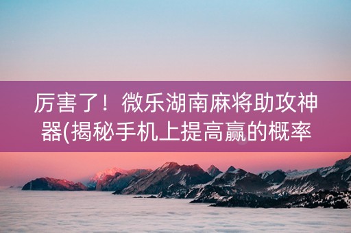 厉害了！微乐湖南麻将助攻神器(揭秘手机上提高赢的概率)
