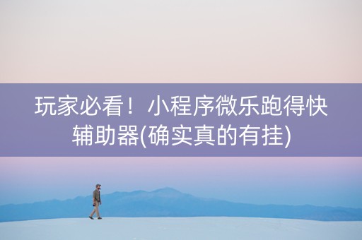 玩家必看！小程序微乐跑得快辅助器(确实真的有挂)
