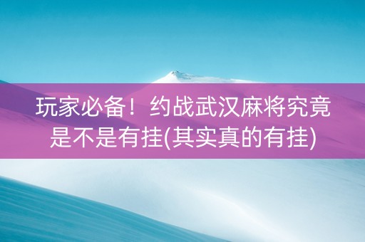 玩家必备！约战武汉麻将究竟是不是有挂(其实真的有挂)