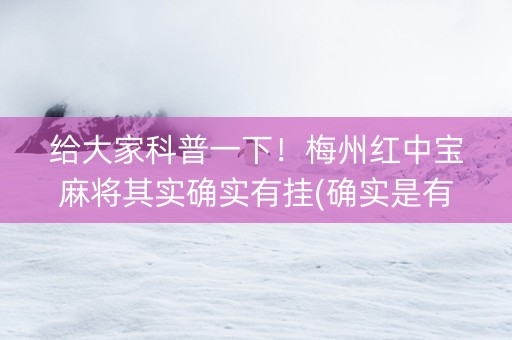 给大家科普一下！梅州红中宝麻将其实确实有挂(确实是有挂)