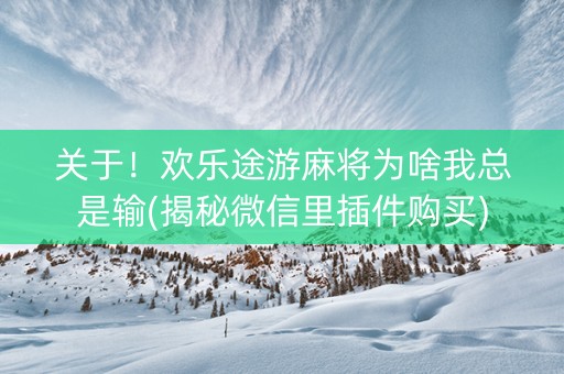 关于！欢乐途游麻将为啥我总是输(揭秘微信里插件购买)