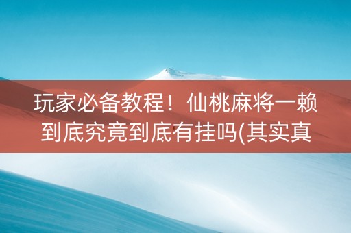 玩家必备教程！仙桃麻将一赖到底究竟到底有挂吗(其实真的确实有挂)