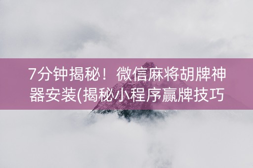 7分钟揭秘！微信麻将胡牌神器安装(揭秘小程序赢牌技巧)