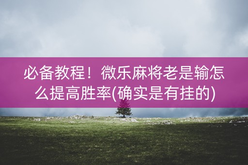 必备教程！微乐麻将老是输怎么提高胜率(确实是有挂的)