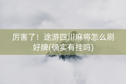 厉害了！途游四川麻将怎么刷好牌(确实有挂吗)