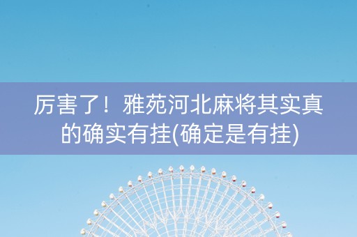 厉害了！雅苑河北麻将其实真的确实有挂(确定是有挂)