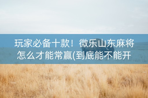 玩家必备十款！微乐山东麻将怎么才能常赢(到底能不能开挂)