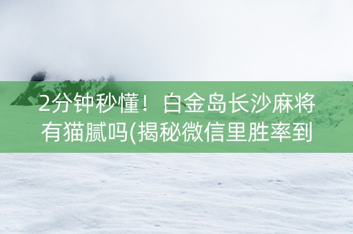2分钟秒懂！白金岛长沙麻将有猫腻吗(揭秘微信里胜率到哪调)