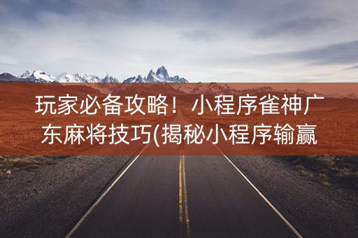 玩家必备攻略！小程序雀神广东麻将技巧(揭秘小程序输赢技巧)