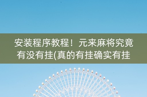 安装程序教程！元来麻将究竟有没有挂(真的有挂确实有挂)