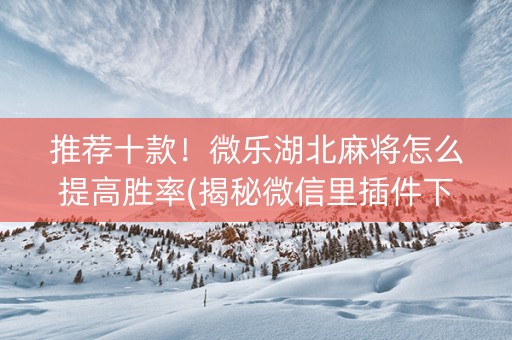 推荐十款！微乐湖北麻将怎么提高胜率(揭秘微信里插件下载)