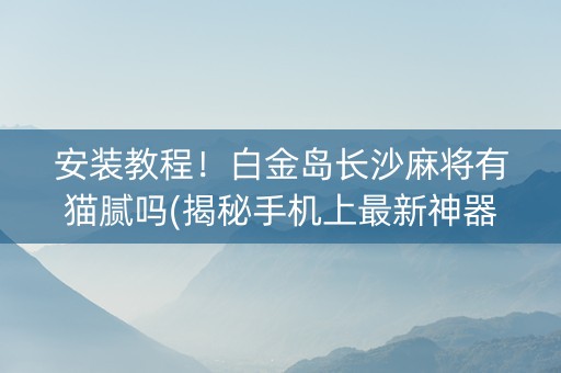 安装教程！白金岛长沙麻将有猫腻吗(揭秘手机上最新神器下载)