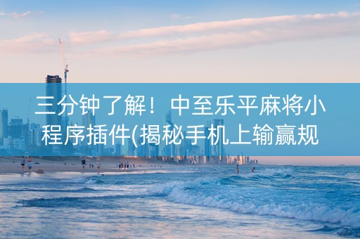 三分钟了解！中至乐平麻将小程序插件(揭秘手机上输赢规律)
