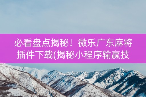 必看盘点揭秘！微乐广东麻将插件下载(揭秘小程序输赢技巧)