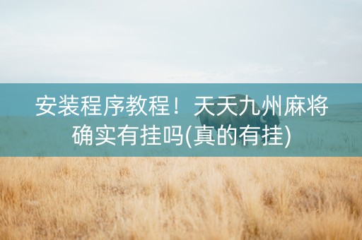 安装程序教程！天天九州麻将确实有挂吗(真的有挂)
