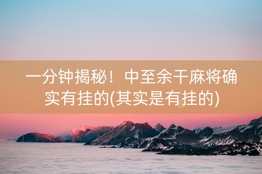 一分钟揭秘！中至余干麻将确实有挂的(其实是有挂的)
