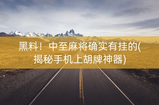 黑料！中至麻将确实有挂的(揭秘手机上胡牌神器)