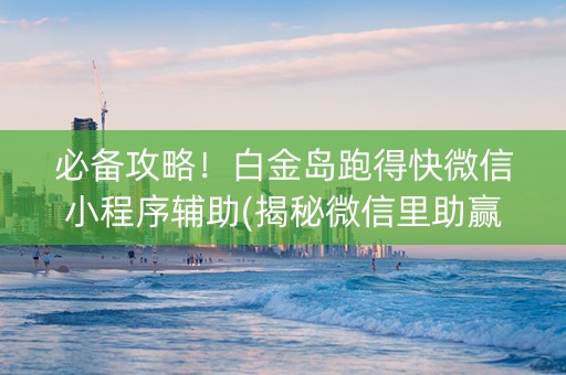 必备攻略！白金岛跑得快微信小程序辅助(揭秘微信里助赢神器购买)