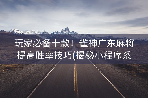 玩家必备十款！雀神广东麻将提高胜率技巧(揭秘小程序系统发好牌)
