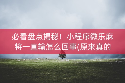 必看盘点揭秘！小程序微乐麻将一直输怎么回事(原来真的有挂)